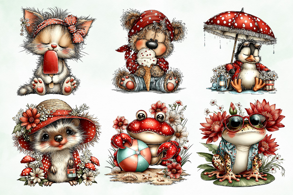 Whimsical Summer Animal Clipart, an Animal Illustration by Creative Art (Photo 3 of 8)