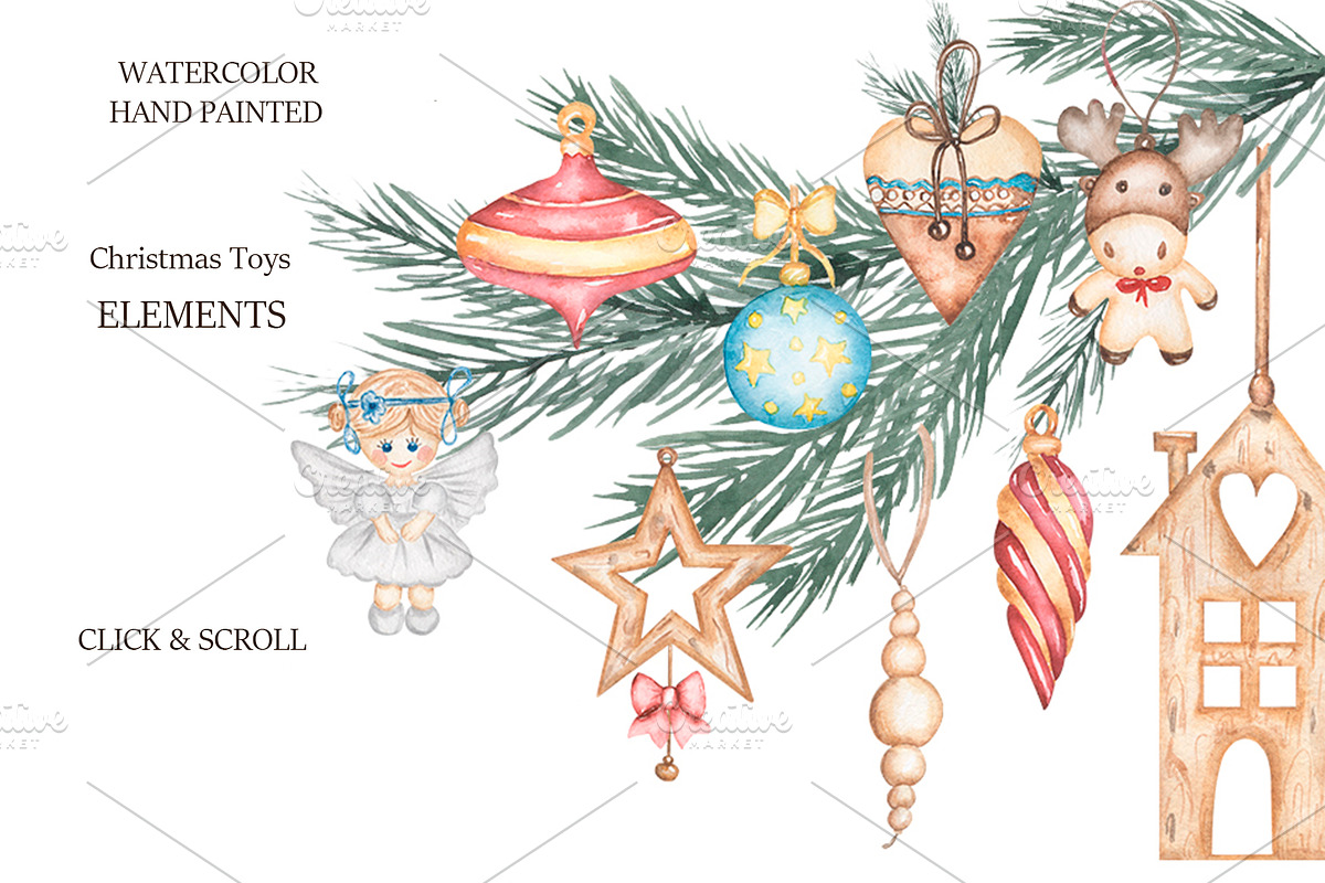 Watercolor Christmas Holidays, a Seasonal Illustration by MayaNavits (Photo 3 of 16)