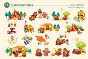Cute Camping Vibe Watercolor, an Animal Illustration by CreativeValuation (Thumbnail 3 of 16)