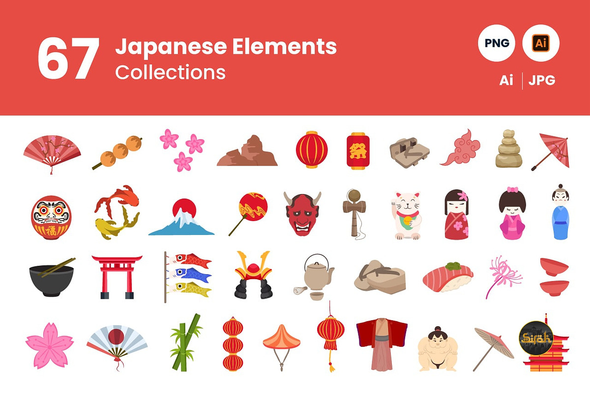 Japanese elements, an Outline Icon by atapdesain