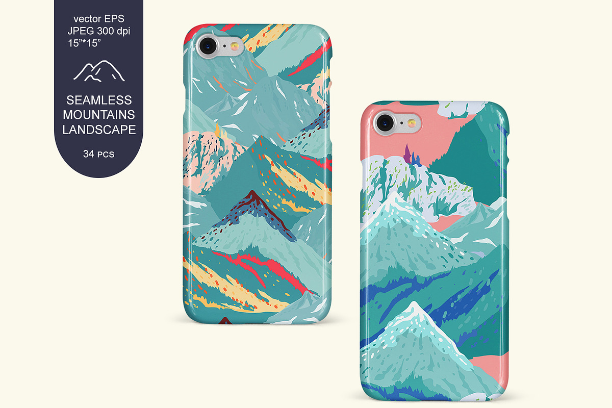 Mountains seamless vector set, a Pattern Graphic by PatternsBlooming (Photo 3 of 11)