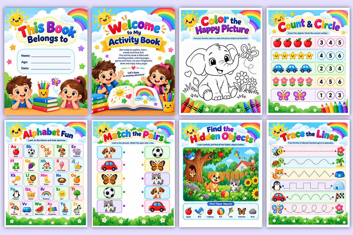 Children's Activity Book | Puzzles, a Stationery Template by Mustafiz (Photo 2 of 4)