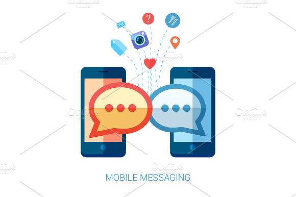 Mobile Messaging Apps Trends Icons.