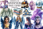 Watercolor Winter Snow Angel Clipart, an Illustration by Daily.Designs (Thumbnail 1 of 5)