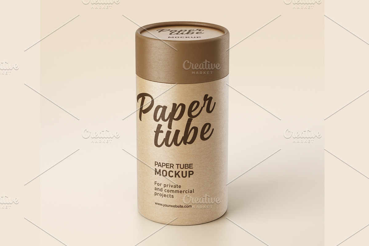 Premium paper tube mockup, a Packaging Mockup by MOCKUPSDESIGN (Photo 2 of 3)