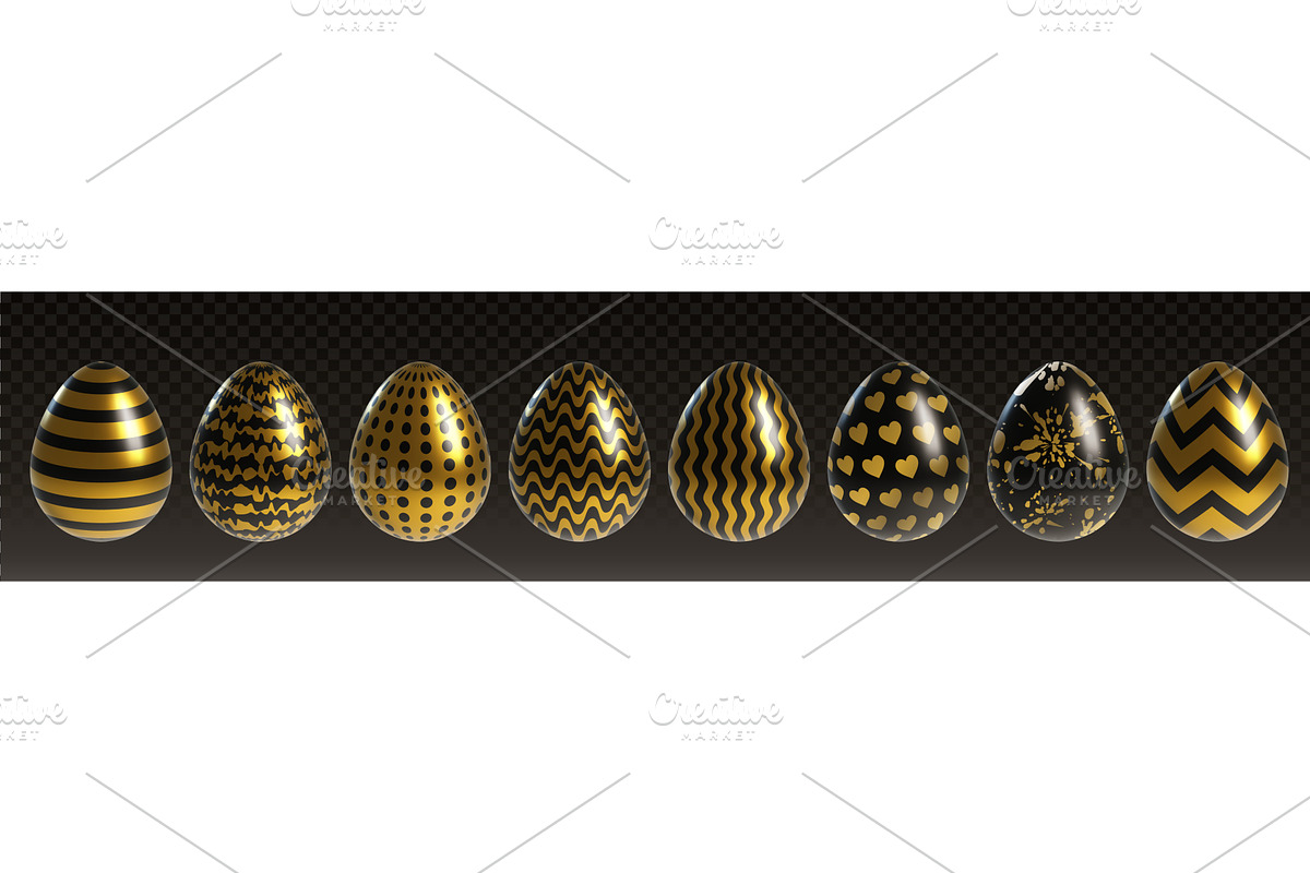 Golden Easter eggs set isolated on, an Object Illustration by art PVP - market