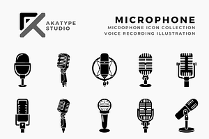 Microphone Icon Collection, a Solid Icon by Akatype Studio