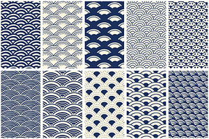 Japanese Patterns Vector Handdrawn