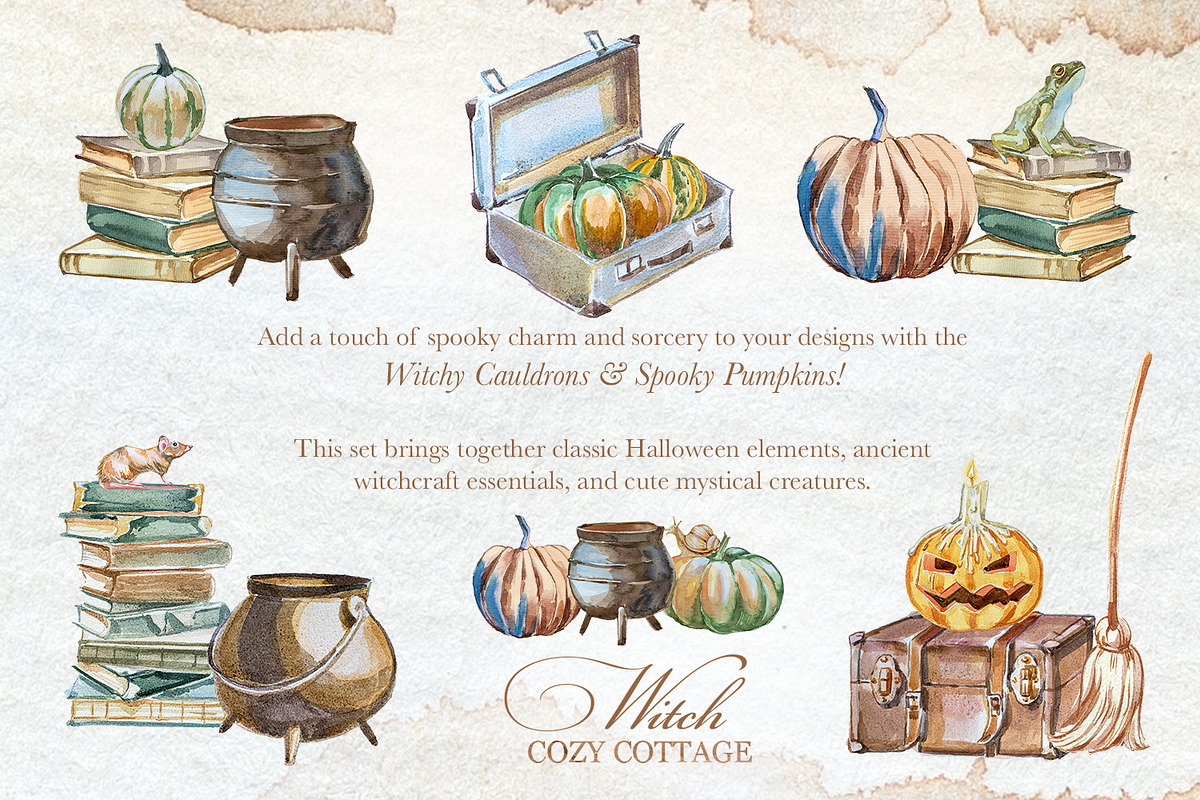 Authentic Cozy Witch Cottage Clipart, a Seasonal Illustration by ArtCreationsDesign (Photo 18 of 23)
