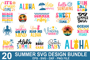 Summer Sticker SVG Bundle, an Illustration by crative8112