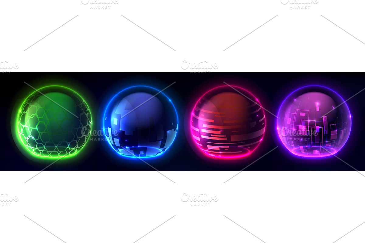 Protective shield domes with, a Technology Illustration by art PVP - market