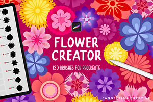 Flower Creator Procreate Brush Set, a Brush Add-On by AngelfishCreative