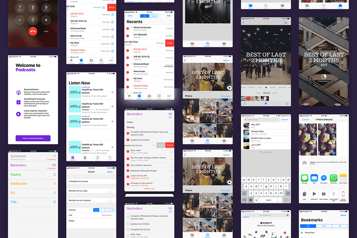 iOS11 GUI KIT Illustrator Sketch XD, an UI Kit Template by Ui Markets (Photo 19 of 21)