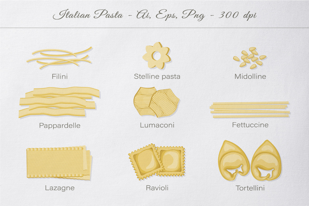 Big set of Illustrated Italian pasta, an Object Graphic by Yummy (Photo 3 of 12)