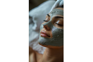 Woman relaxing with grey clay mask, a Beauty & Fashion Photo by Lermont51