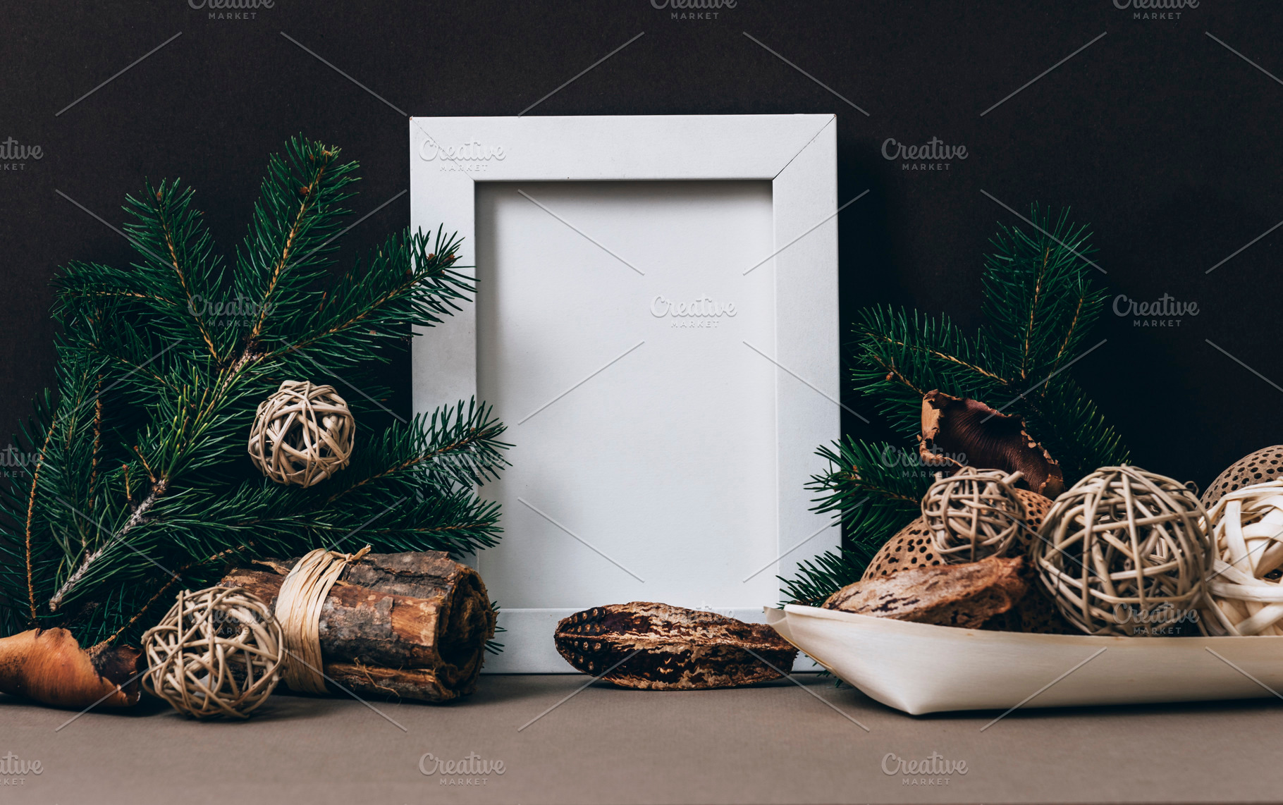 Empty photo frame christmas decor, a Holiday Photo by hitdelight