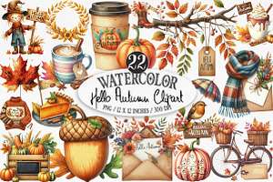 Hello Autumn Clipart, an Illustration by Designking