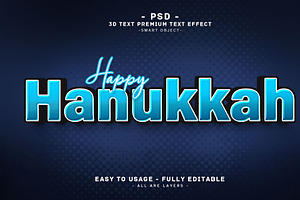 Happy hanukkah text effect with glow, a Layer Style Add-On by Md Jahidul99