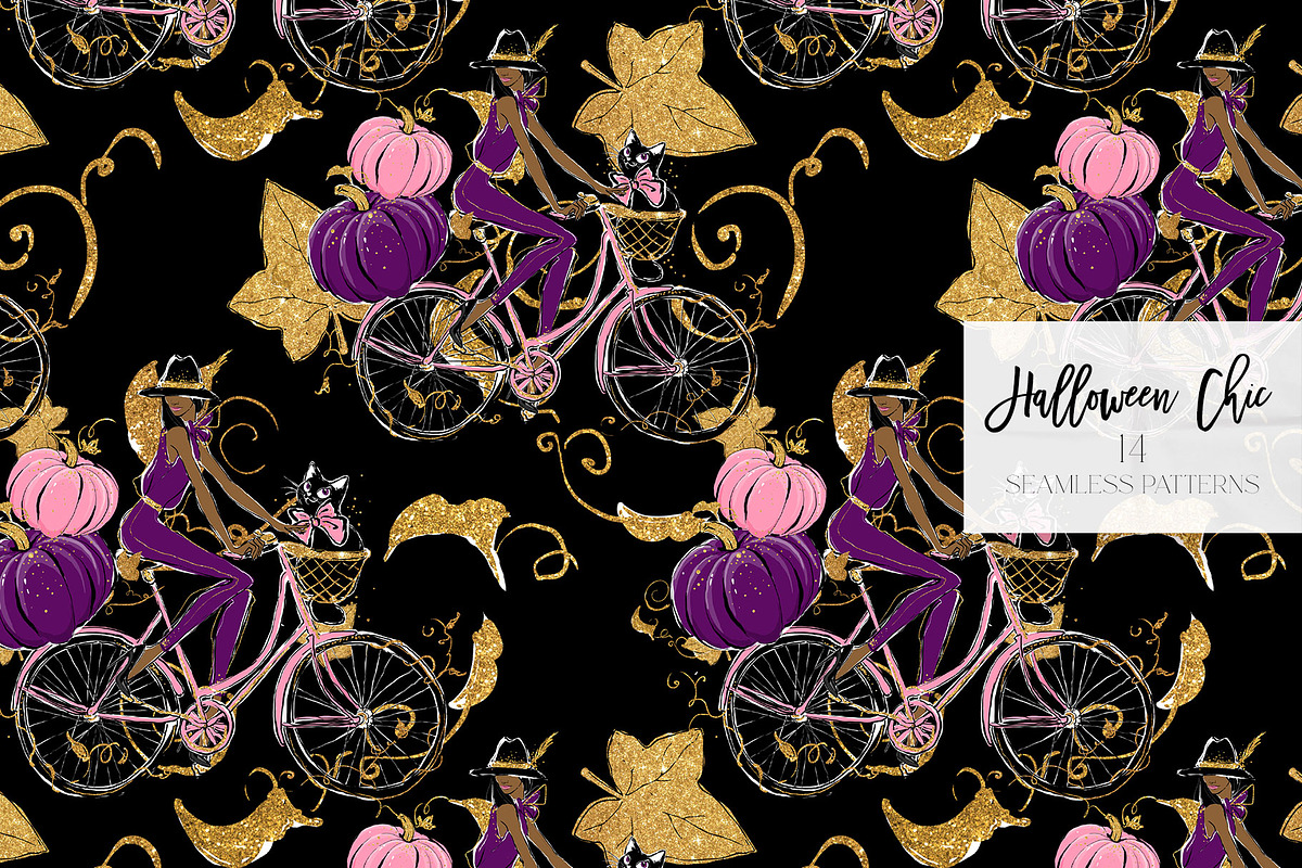 Halloween Fashion Witch Patterns, a Pattern Graphic by KaramfilaS (Photo 10 of 22)