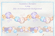 Whimsical threads watercolor clipart, a Decorative Illustration by susie-p-art (Thumbnail 8 of 14)