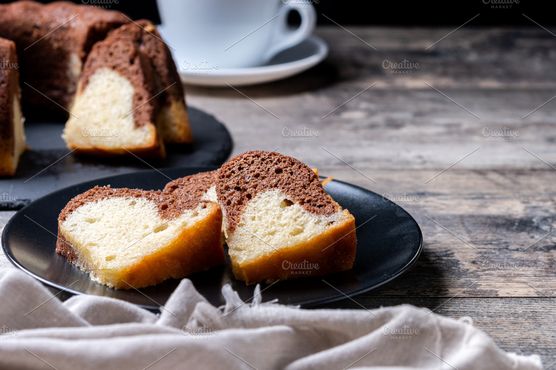 Marble bundt cake sliced, a Food & Drink Photo by etorres69