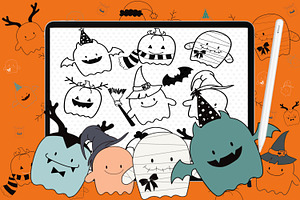 Template Coloring Ghost Halloween