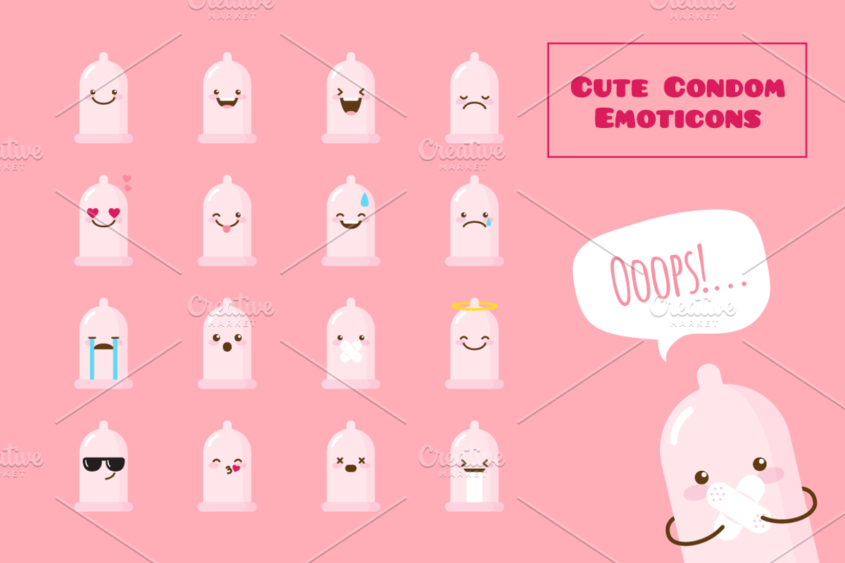 Cute and Funny Condom Emoticons, an Emoji Icon by Trapezoid (Photo 1 of 5)
