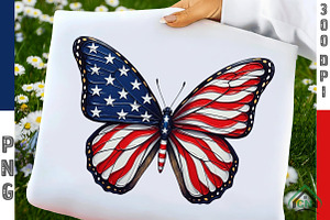 Brushstroke Patriotic Butterfly Png, an Illustration by Craft Nest