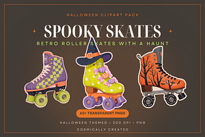Halloween Roller Skates Clipart