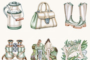 Watercolor Cozy Green Lifestyle, an Object Illustration by BusyDaydesign (Thumbnail 4 of 9)