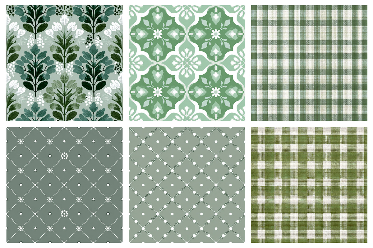 Sage Green Pattern Paper Pack, a Pattern Graphic by DreamArtGraphic (Photo 2 of 5)