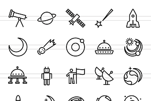 50 Astronomy Line Icons