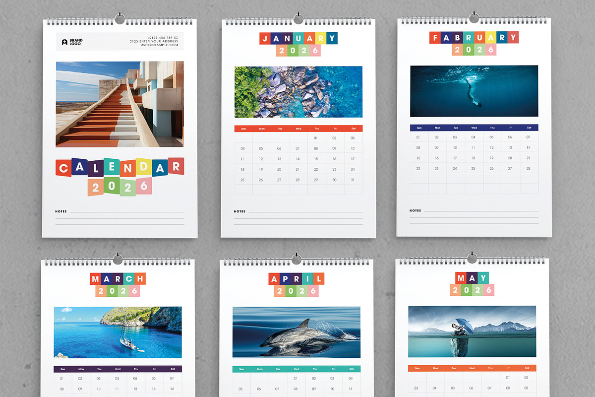 Colorful 2026 Wall Calendar Template preview 2