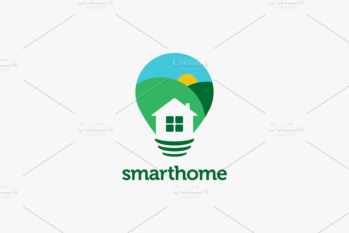 Smart home logo, home lightbulb logo, a Branding & Logo Template by DOMHOUZE