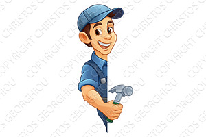 Hammer Carpenter Construction, a Person Illustration by Christos Georghiou