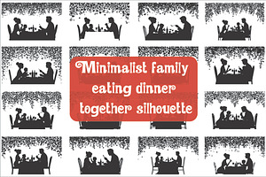 Minimalist family eating dinner, an Illustration by Amazin_art