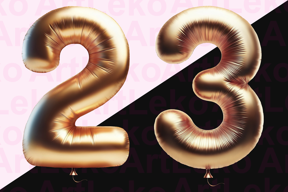 Golden Balloons Numbers Clipart, a Decorative Illustration by LekoArt (Photo 3 of 10)