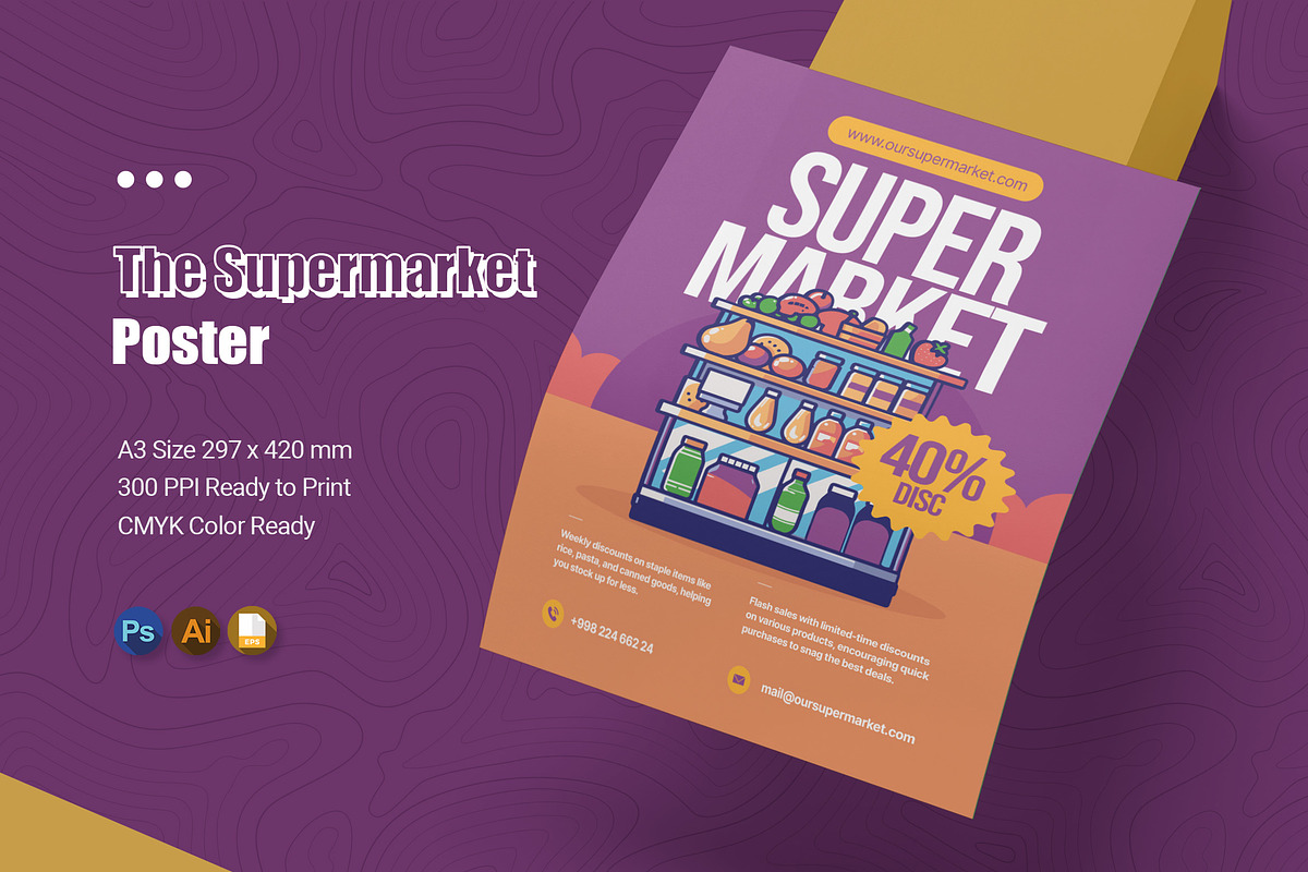 The Supermarket Poster, a Poster Template by Esensifiksi.studio