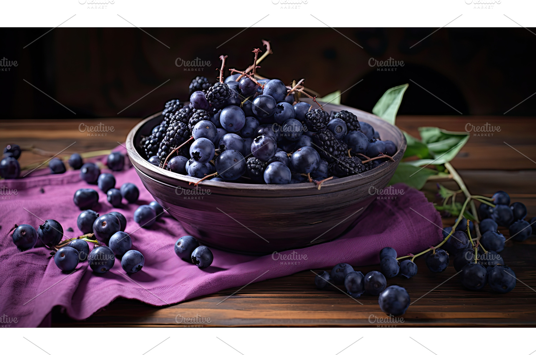 rustic purple berries ai generated, a Nature Photo by pikepicture