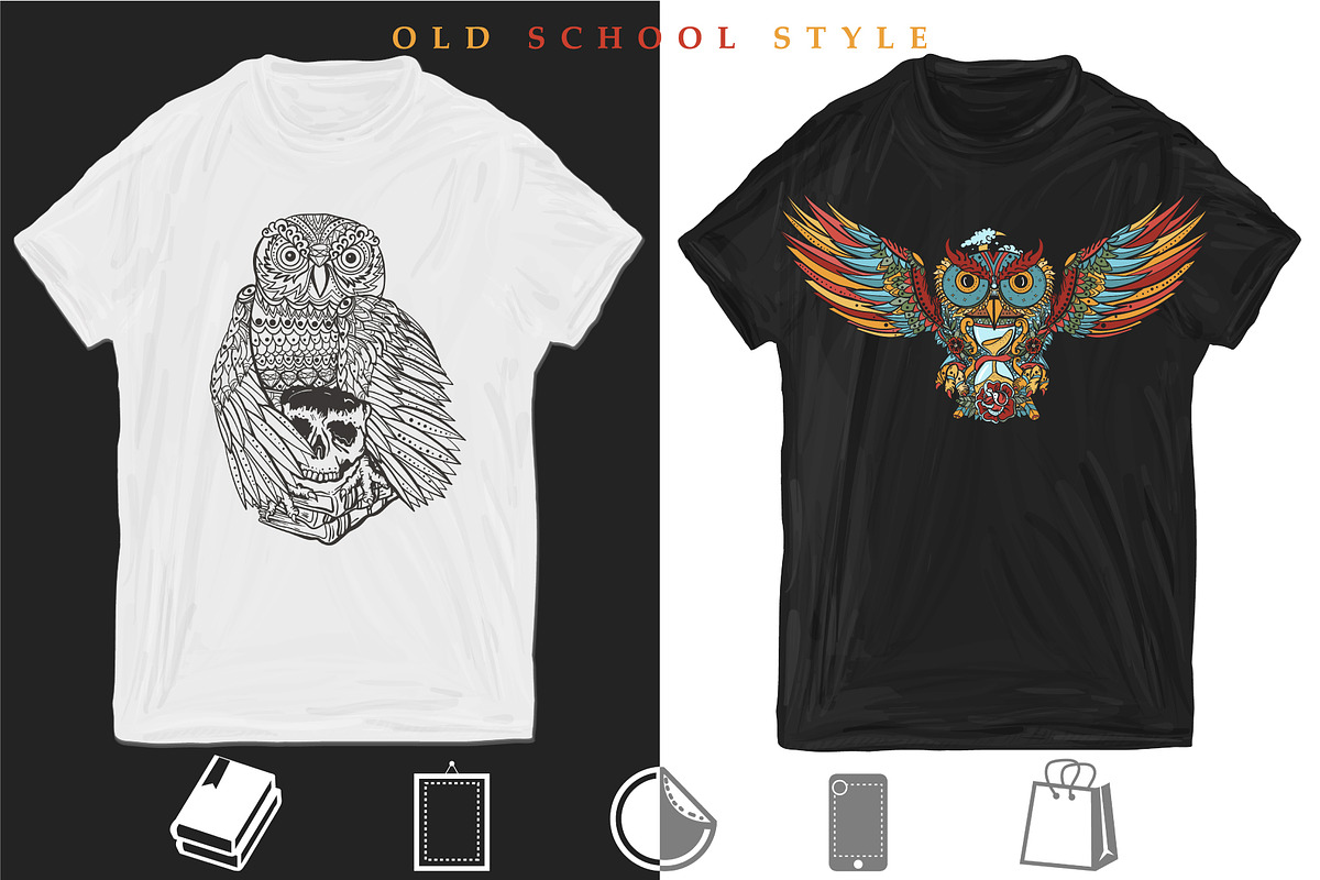 Owls old school tattoo, an Animal Illustration by intueri (Photo 7 of 7)