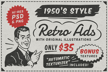 1950s Style Retro Ad Templates, a Templates & Theme by DISTRICT 62 STUDIO