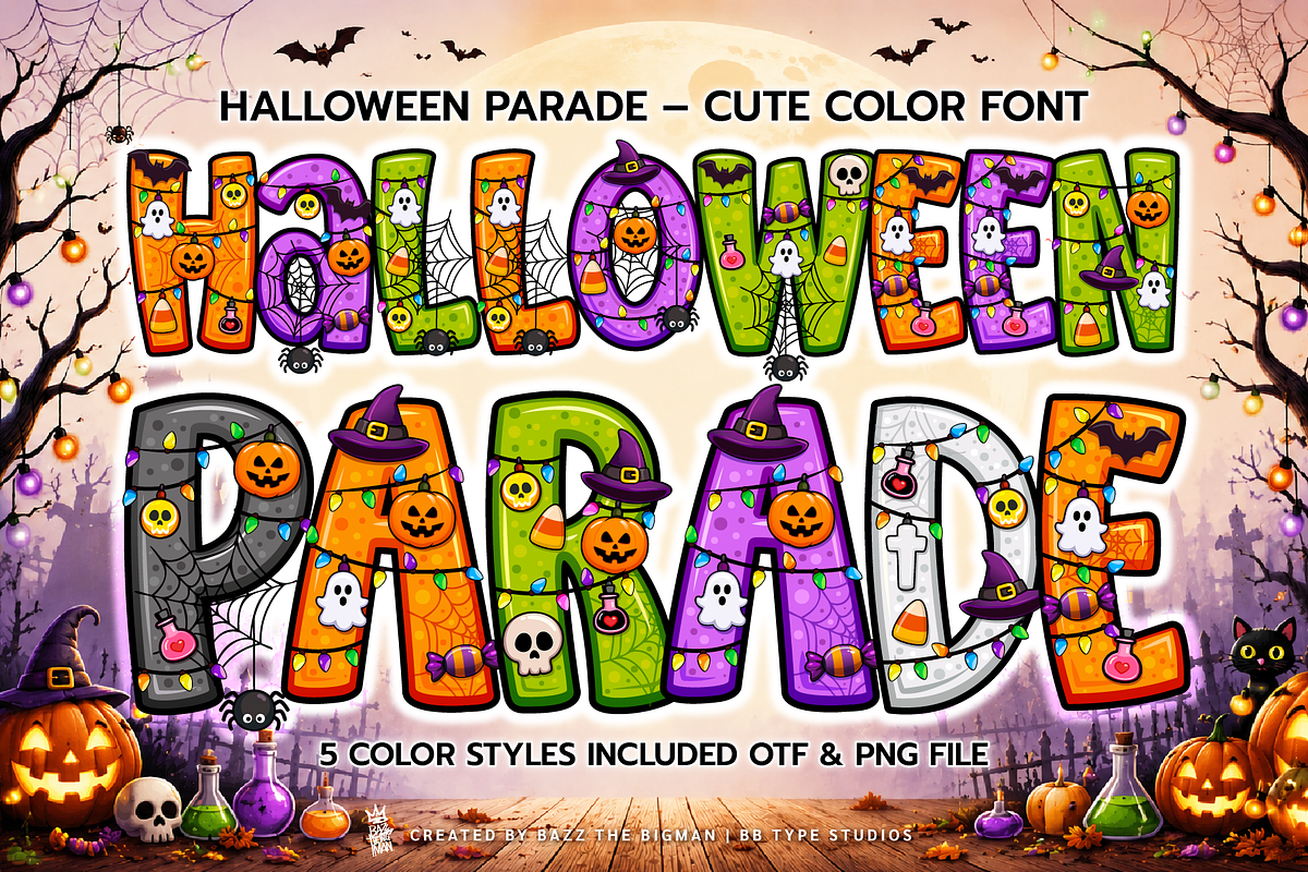 Halloween Parade - Color SVG Font, a Symbol Font by BBtypeStudios (Photo 1 of 10)