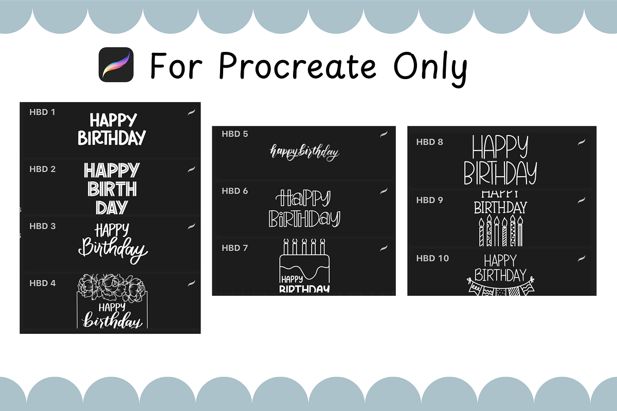 Happy Birthday Procreate Stamps, a Brush Add-On by Design with Mina (Photo 3 of 6)