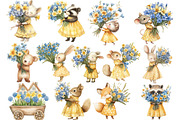 Spring woodland animal with bouquet, an Animal Illustration by Usis (Thumbnail 2 of 7)