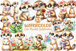 Cute Meerkat Sublimation Clipart, an Illustration by Designworld
