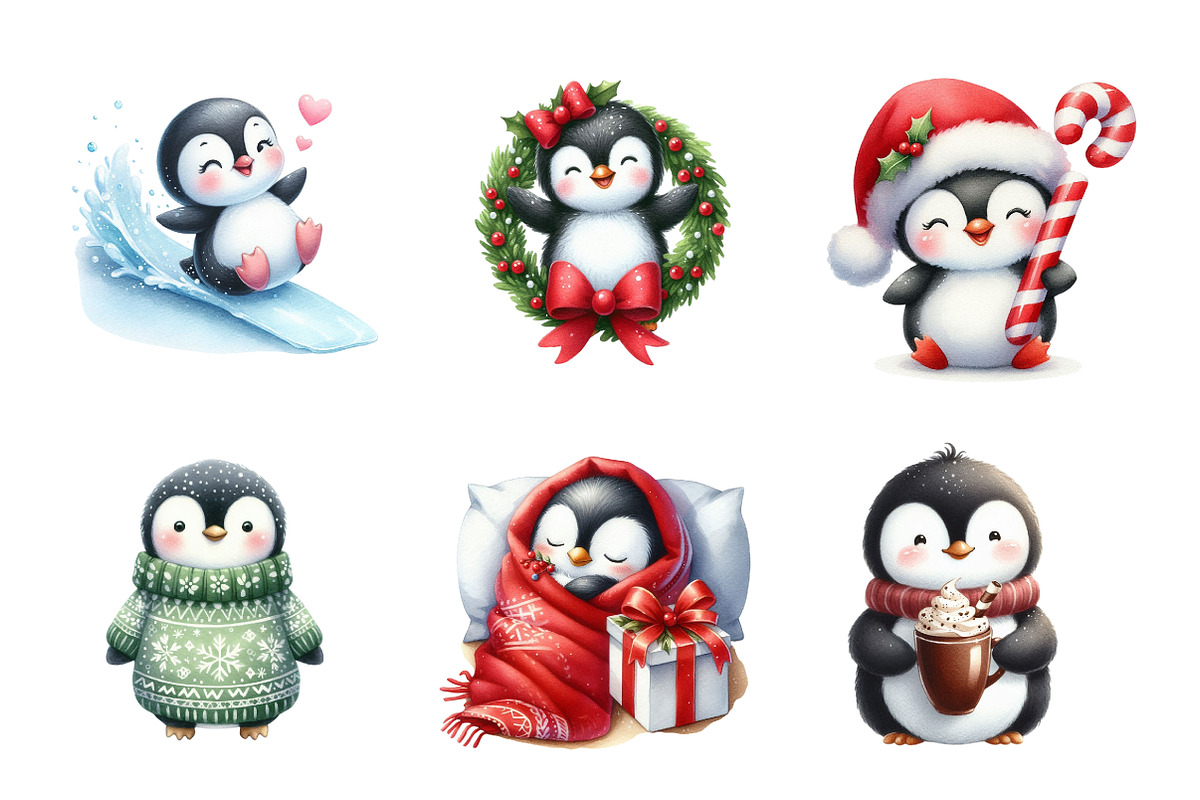 Winter Holiday Penguin Clipart, an Illustration by Design Market (Photo 3 of 5)