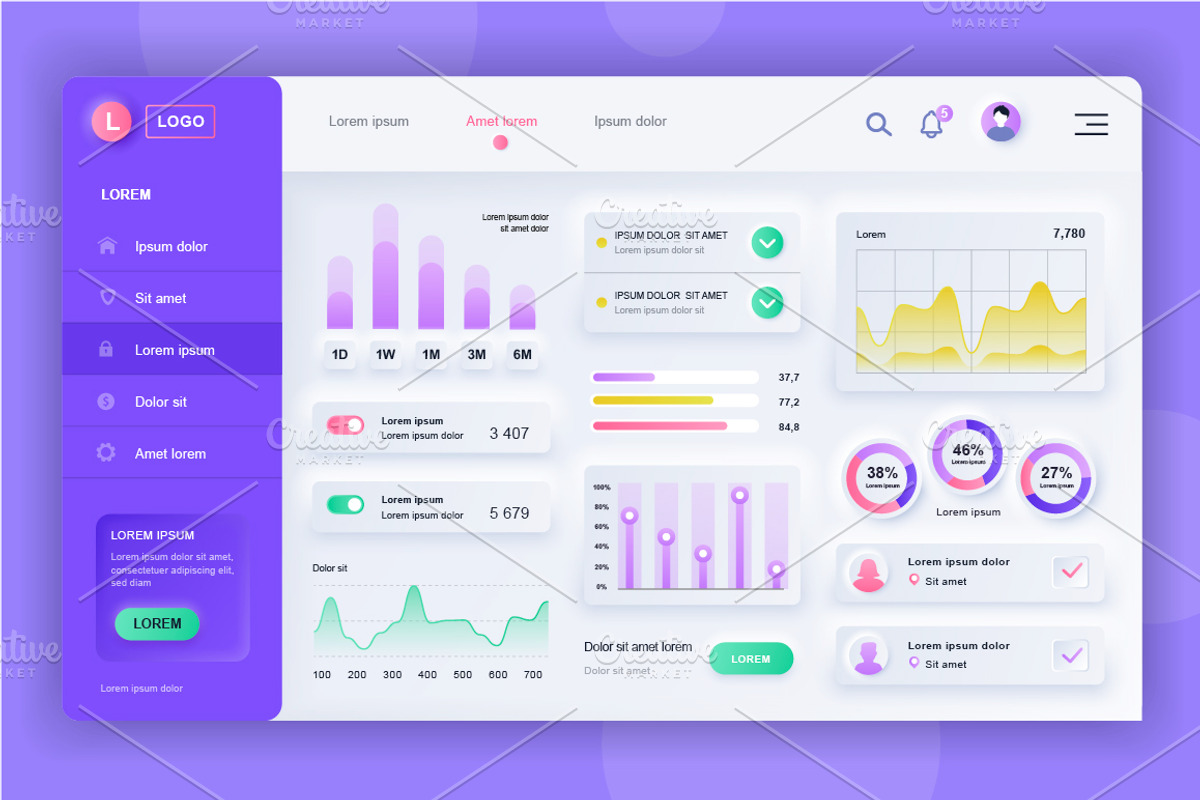 Neumorphic UI Dashboard Admin Panel, a Templates & Theme by alexdndz (Photo 19 of 21)