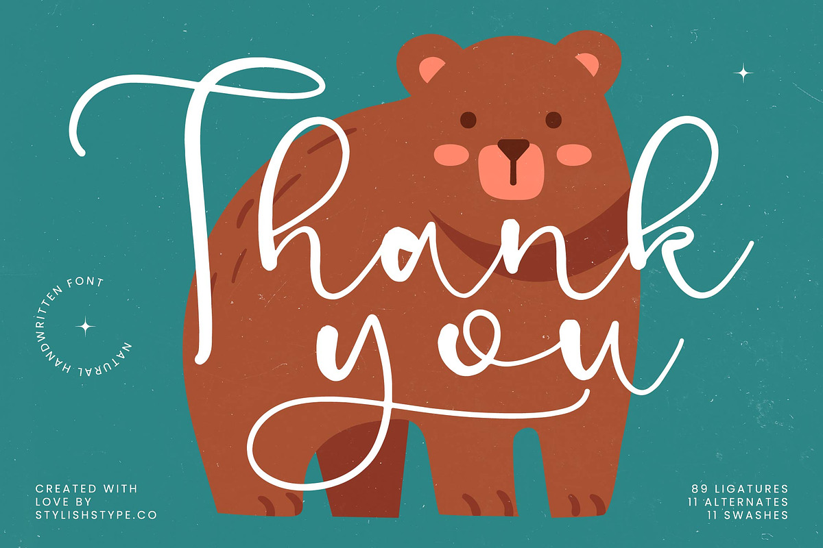 Bearcute Holistic Handwritten Font, a Script Font by stylishtype.co (Photo 20 of 20)