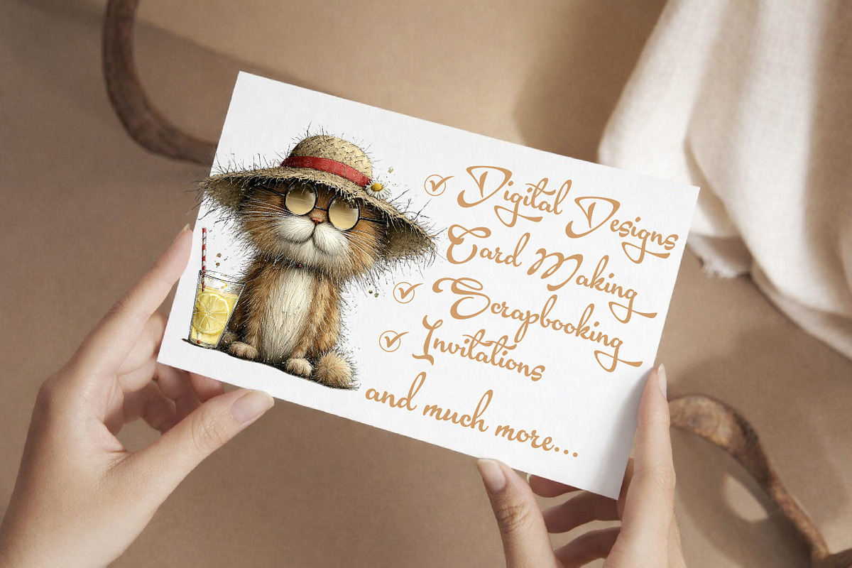 Whimsical Summer Cats Clipart, an Illustration by Libby Wishes (Photo 2 of 7)