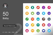 50 Baby Flat Round Icons, an Icon by IconBunny (Thumbnail 1 of 2)